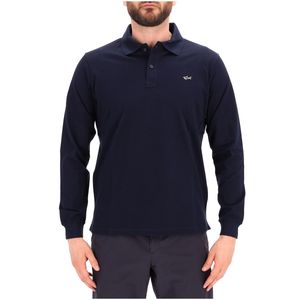 Polo blu a manica lunga