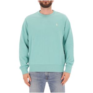 Felpa azzurra in cotone girocollo con logo