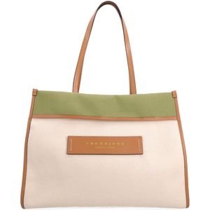 Beige and green shopper bag