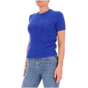 Maglione a maniche corte blu in cotone