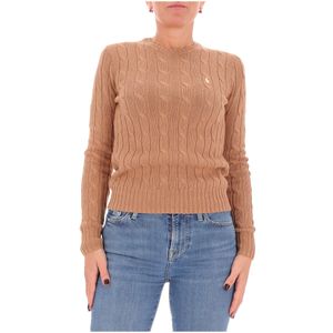 Maglione a trecce beige in cotone