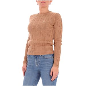 Maglione a trecce beige in cotone
