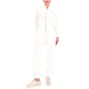 Pantalone bianco sportivo con pony blu