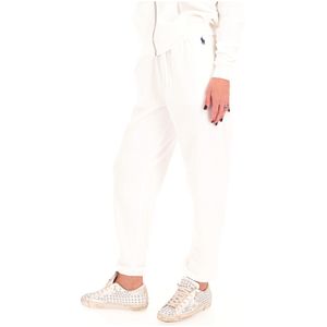 Pantalone bianco sportivo con pony blu