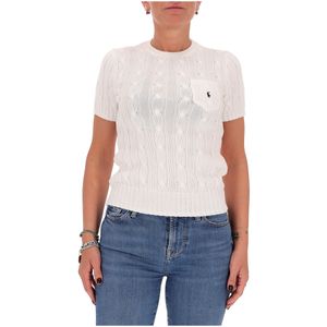 White cable knit sweater short sleeves