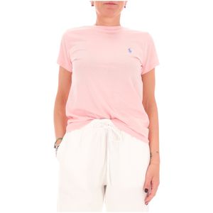 T-shirt rosa girocollo in cotone