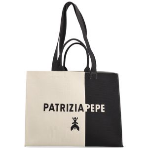 Two-tone fabric shopper bag