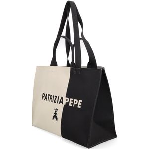 Two-tone fabric shopper bag