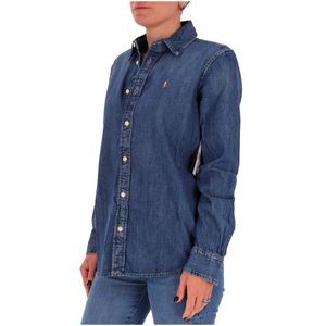 Denim shirt with colored pony