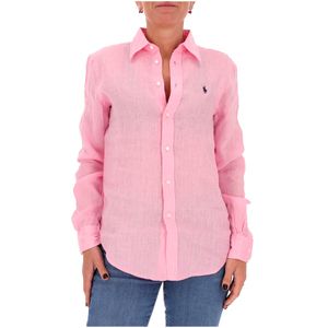 Classic fit pink linen shirt