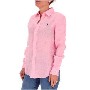 Classic fit pink linen shirt