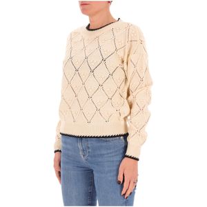 Maglione in cotone con ricami in rilievo