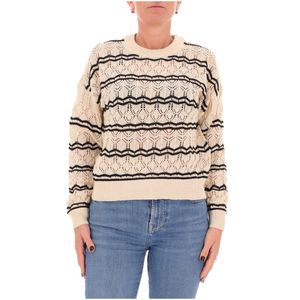 Cotton perforated striped sweater