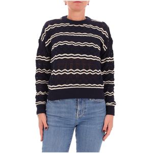 Cotton perforated striped sweater