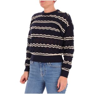 Cotton perforated striped sweater