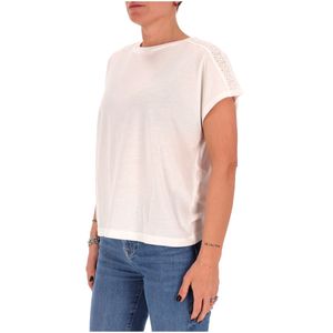 T-shirt in cotone con ricami floreali
