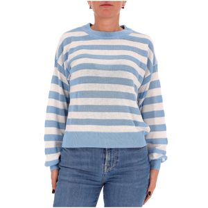 Maglione a righe con dettagli forati in cotone