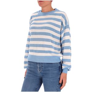 Maglione a righe con dettagli forati in cotone