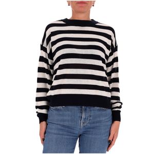 Maglione a righe con dettagli forati in cotone