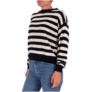 Maglione a righe con dettagli forati in cotone