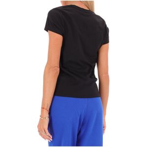 T-Shirt nera a V in jersey con pony