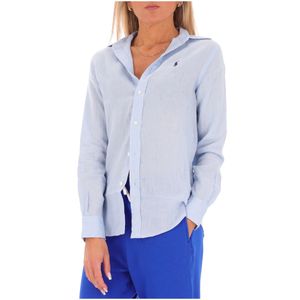 Classic fit light blue linen shirt