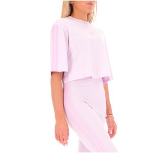 T-shirt viola in cotone con maniche 3/4