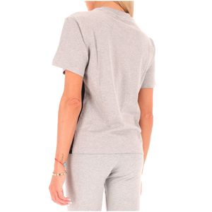 T-shirt grigia in cotone con logo