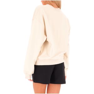 Felpa beige girocollo in cotone