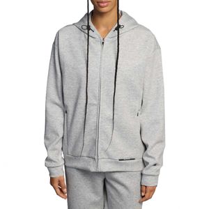 Felpa grigia Interlock con zip
