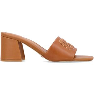 Gals Brown Heeled Sandals