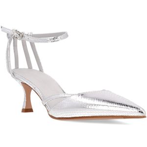 Enrica grey leather neckline