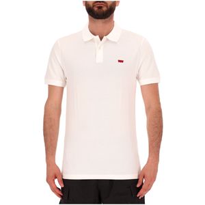 Polo bianca in cotone con logo sul petto