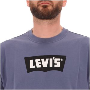 T-shirt blu con logo Batwing