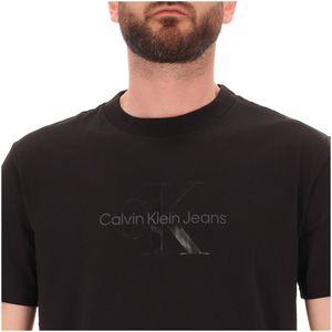T-shirt nera in cotone con logo sul petto