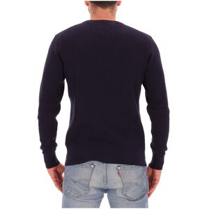 Maglione blu in cotone a spina di pesce