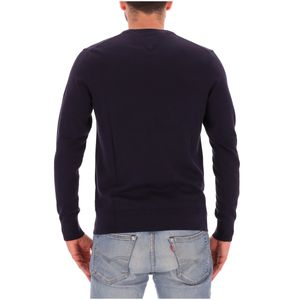 Maglione blu con scollo a V e logo