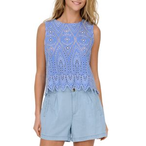 Onltulum top with all-over embroidery