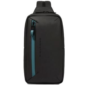 Blue single shoulder backpack in fabric