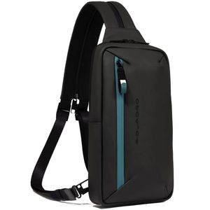 Blue single shoulder backpack in fabric