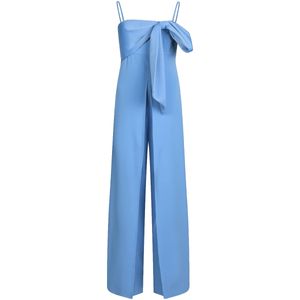 Blue jumpsuit with bow