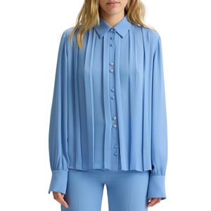 Camicia in georgette con pieghe e bottoni