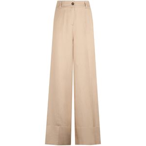 Pantaloni a gamba larga beige in lino