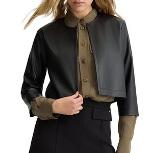 Cropped faux leather jacket