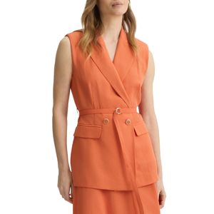 Gilet in misto lino con cintura