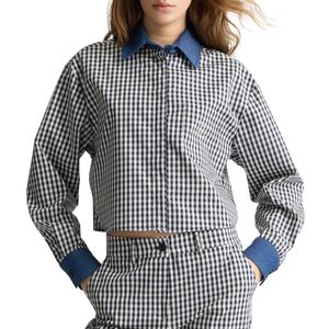 Striped cropped shirt with buttons