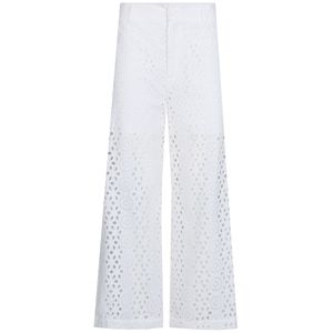 Pantaloni cropped con ricami in cotone