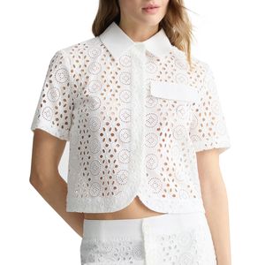 Cropped shirt with embroidery