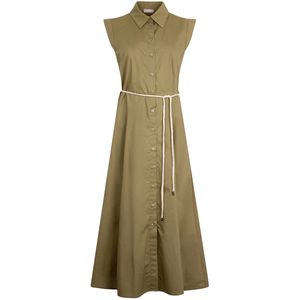 Green poplin shirt dress