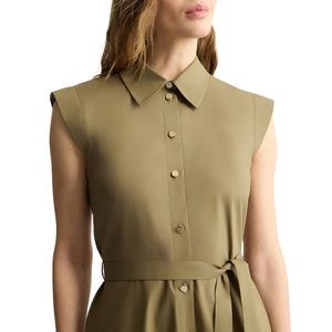 Green poplin shirt dress